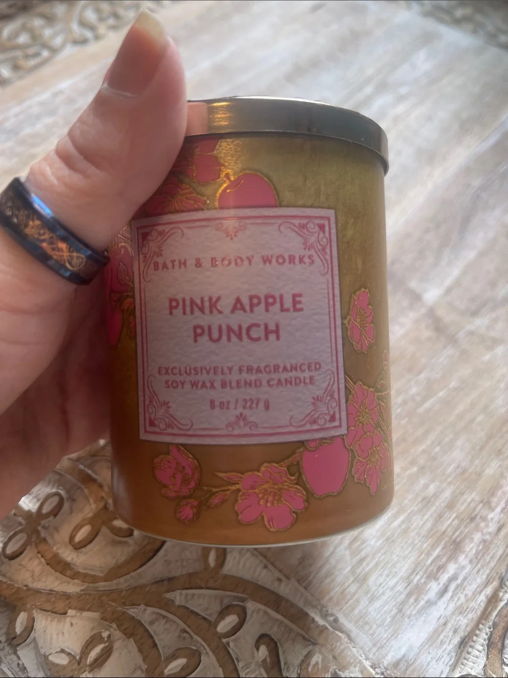 Bath & Body Works Pink Apple Punch Gold & Pink Candle Jar